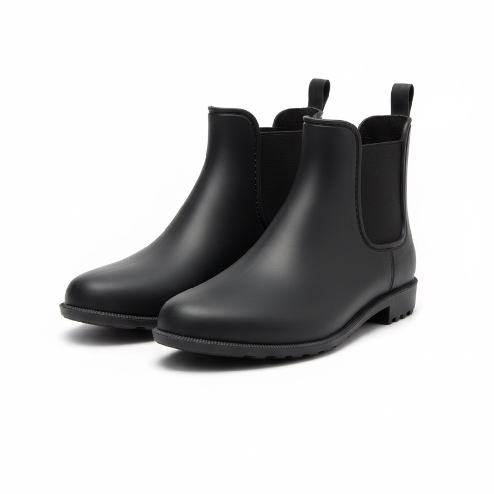 Black Chelsea Rain Boots - Women's Waterproof Ankle Boot